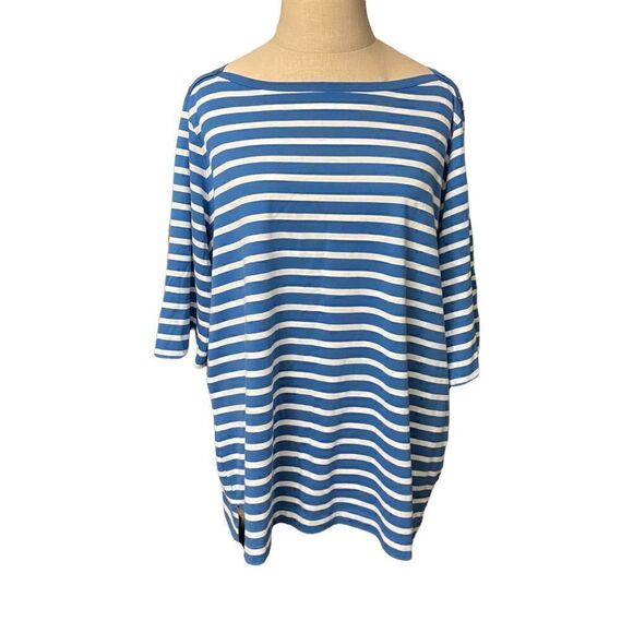 Jones New York Green/White Stripe Top / SZ: 1X - Picture 1 of 11